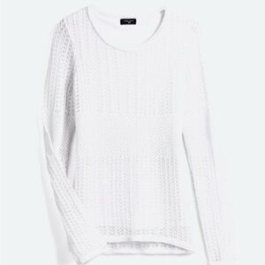 Colour Works Topher Open Stitch White Knit Long Sleeve Pullover Sweater Sz Small